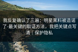 我反复确认了三遍：明星黑料被造谣了-最关键的取证方法，我把关键点写清｜保护隐私