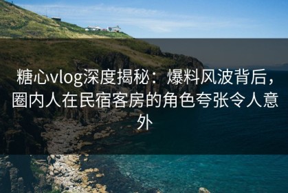 糖心vlog深度揭秘：爆料风波背后，圈内人在民宿客房的角色夸张令人意外