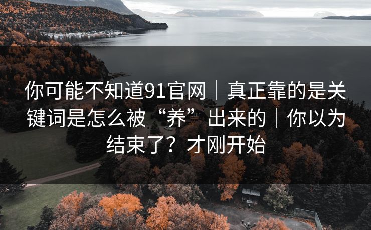 你可能不知道91官网｜真正靠的是关键词是怎么被“养”出来的｜你以为结束了？才刚开始